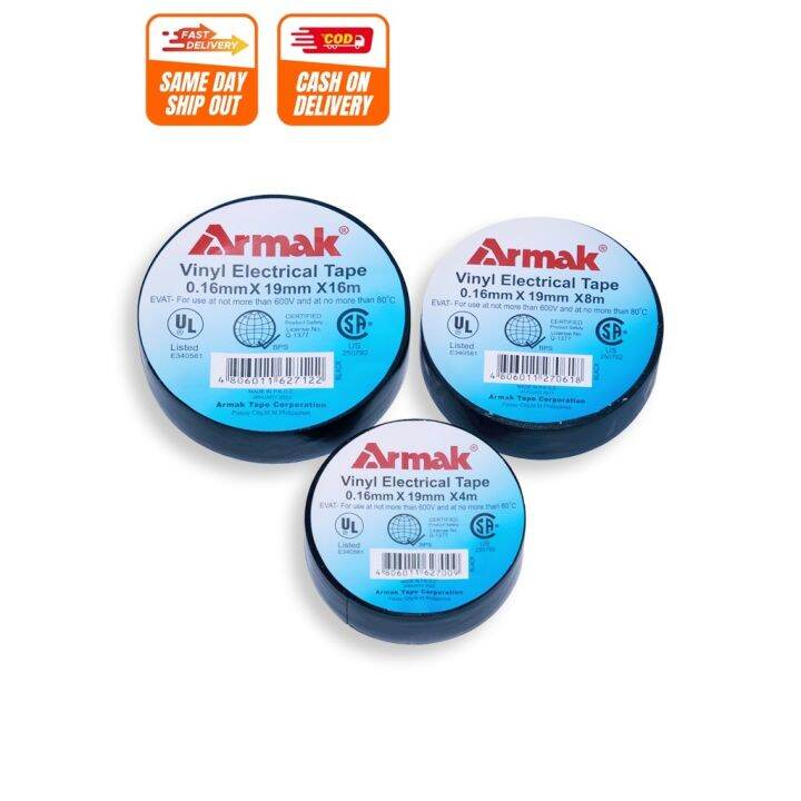 Electrical Tape 4, 8, 16 Meter Armak Black Rubber Based Adhesive ...