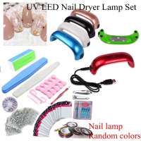 14Pcs Nail Art Tool Set UV LED Lamp Gel Polish Dryer Glitter Strips Stickers DIY Manicure Kit for Professional Salon Home Use