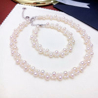 Natural Pearl Pattern Necklace Choker Collarbone Short Necklace celet Set Wedding Jewelry Sets Women Jewelry