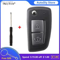 Okeytech 2 Buttons Remote Control Car Key Shell Fob For Nissan Qashqai Sunny NV200 Auto Remote Folding Key Case With Uncut Blade