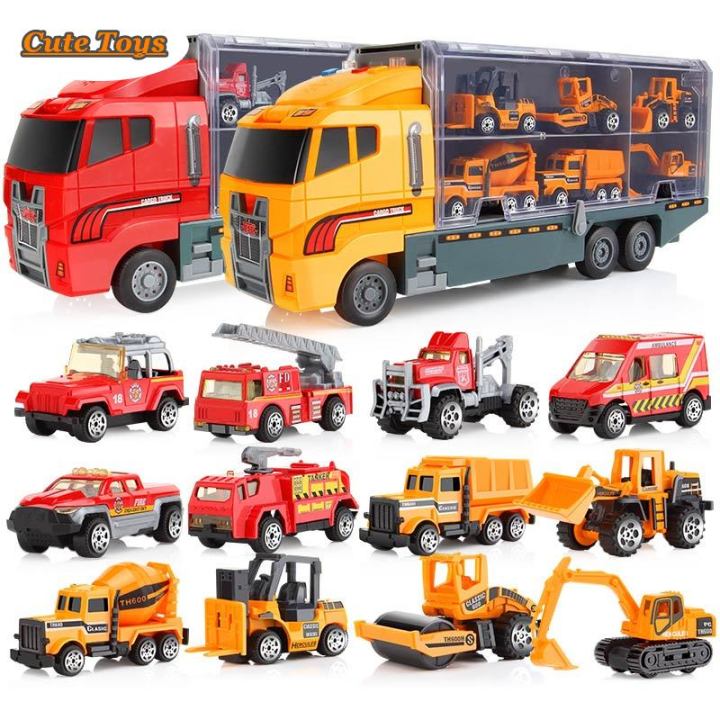 cute-toys-6pcs-7pcs-car-children-tractor-gift-toy-alloy-wheels-slide-front-car-educational-toys-model-gift
