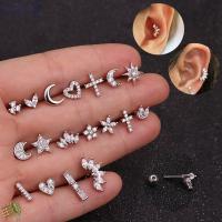 1PC แฟชั่นใหม่ สตาร์ มูน ฮาร์ท กระดูกอ่อน Helix Tragus ต่างหูสตั๊ด เครื่องประดับร่างกาย สีเงิน สีทอง CZ เจาะหู