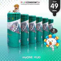 ถุงยางอนามัย 49 มายวัน ฮัก ถุงยาง myONE HUG ผิวเรียบ หนา 0.04 มม. บางพิเศษ ฟิตกระชับ (6 กล่อง) แบบ 12 ชิ้น