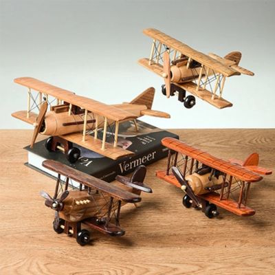 R Handmade ไม้เครื่องบินเครื่องประดับ Creative Home Desktop เครื่องบินรุ่นเครื่องประดับตกแต่งเด็กความบันเทิง Toys