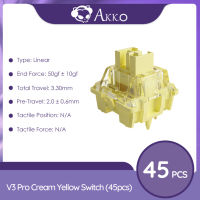 【มาใหม่/45 ชิ้น akko V3 สวิตช์ Pro สีเหลืองครีม 5 Pin 50gf สวิตช์เชิงเส้น พร้อมก้านกันฝุ่น เข้ากันได้กับคีย์บอร์ด MX Mechanical (45 ชิ้น)