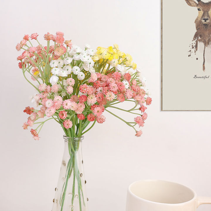 free-shipping-ดอกไม้ประดิษฐ์ยิปโซฟิลาสีสันสดใสจำลองแบบเต็มท้องฟ้าดอกไม้ดาวกิ่งไม้พวงหรีดการจัดดอกไม้การตกแต่งบ้าน