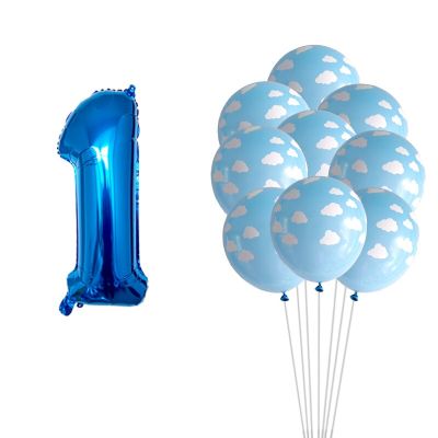 10pcs 12" Blue White Cloud Balloons Birthday Wedding Decor Hawaii Theme Party Decor Hen Party Pool Party Decor Supplies Air Ball Balloons