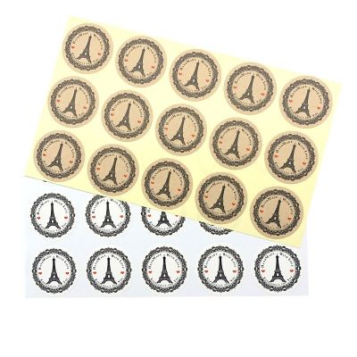 free shipping 1000Pcs Round handmade with love tower sealing sticker Kraft Adhesive Labels Baking wedding party decoration Stickers Labels