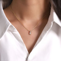 French Elegant Small Square Diamond S925 Silver 14K Gold Plated Necklace Shiny Zircon Clavicle Chain Wedding Jewelry Gift