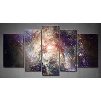 Star Field In Space และ Nebulae Wall Art โปสเตอร์ภาพวาดผ้าใบสำหรับห้องนั่งเล่น Home Decor - Unframed ชุด5