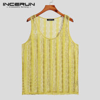 INCERUN Mens Sheer Vests เสื้อกล้ามแขนกุดเสื้อมีฮู้ดลายกลวง (ชุดลำลอง) #3