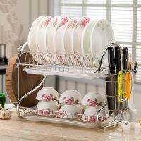 [⚡ส่งฟรี] Dish Racks ชั้นคว่ำจาน ชั้นวางจาน ที่วางจาน ที่คว่ำจานสแตนเลส ทรงโค้ง S-TYPE 2 ชั้นจานแห้ง