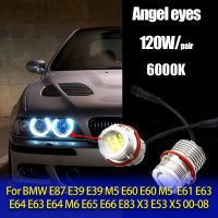 [Hot K] 2Pcs 120W สีขาว6000K หลอดไฟ LED Angel Eyes ไฟสัญญาณหลอดไฟสำหรับ BMW E87 E39 M5 E60 E61 E63 E64 M6 E65 E66 E83 X3 E53 X5 00-08