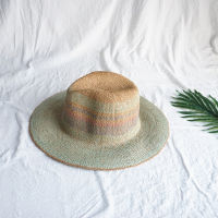 01909-panshi Korea Orders mint green Handmade paper straw fedoras cap men women leisure panama hat