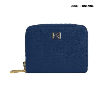 Louis Fontaine กระเป๋าสตางค์พับสั้น ซิปรอบ รุ่น Lucky - สีน้ำเงิน