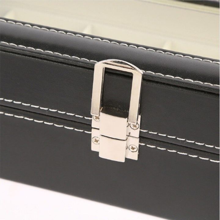 กล่องใส่นาฬิกา6ช่อง-ที่ใส่กล่องเหล็กของขวัญสำหรับจัดแสดงนาฬิกากล่องเครื่องประดับจัดเก็บกล่องใส่นาฬิกาหนัง-pu
