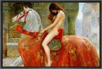 ผ้าใบมีกรอบศิลปะพิมพ์บนผนังผู้หญิง Godiva By John Collier ภาพประวัติศาสตร์ทางวัฒนธรรมวิจิตรศิลป์แบบดั้งเดิมทิวทัศน์สำนักงานห้องนอนสำหรับห้องนั่งเล่นที่มีสีสัน24X36สีดำ