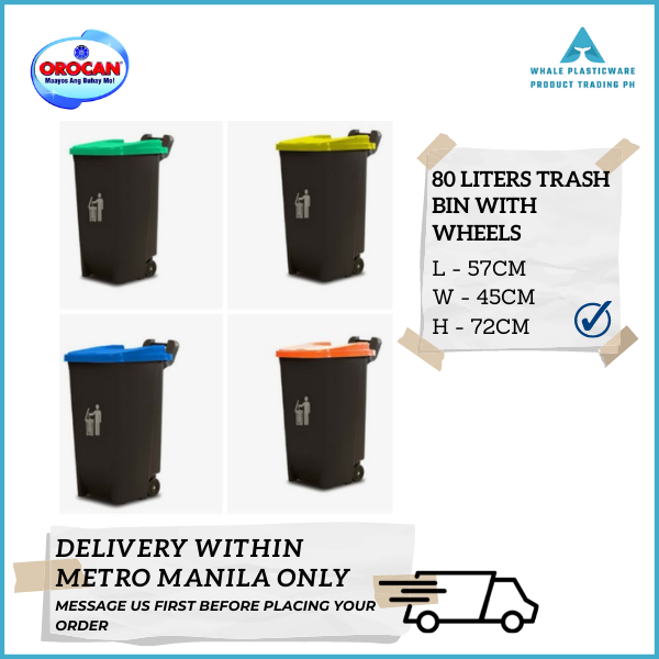 Orocan Trash Bin with Wheels 80 Liters | Lazada PH