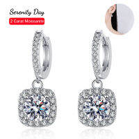 Serenity Day Real D สี12คู่ Moissanite จี้ต่างหู S925เงินสเตอร์ลิงคลาสสิกสแควร์กระเป๋า Ear Stud สำหรับขายส่ง