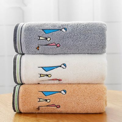 34x75cm 100% Cotton Bathroom Hand Towel Cartoon Embroidered Family Washcloth Absorbent Decorative Elegant