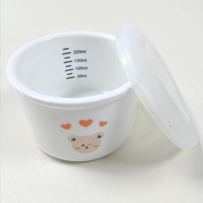 Baby Bowl Porcelain Toddler Bowl with Inside Scale Microwaved Fancy Daily Use Infant Round Rice Bowl