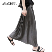 Amandina Luxe Modal ผ้าฝ้ายกระโปรงกระโปรงแม็กซี่ผ้าชิฟฟอนกระโปรงแบบจีบยาว