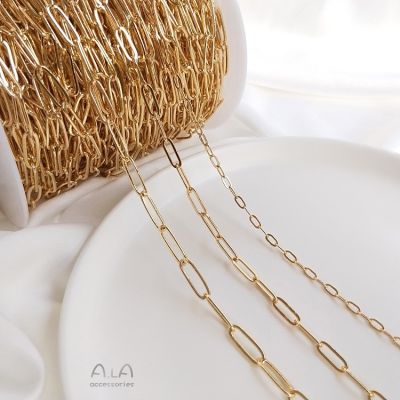 14K gold-clad to strengthen the color retention rectangular chain oval O-shaped chain diy celet necklace material jewelry loose chain accessories
