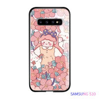 เคส Casing Ponsel พร้อมสำหรับ Samsung Galaxy S10ไลท์/S10พลัส/S10/S10e เคสมันวาวดอกไม้สุดหรูเด็กผู้หญิงกันกระแทกเคสกระจกเทมเปอร์ฝาหลังใหม่