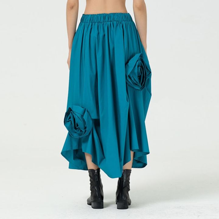 xitao-skirt-solid-color-three-dimensional-large-flower-decoration-skirt