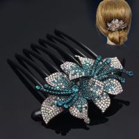 Korean version of the new flower rhinestone hair accessories color seven-tooth comb fashion womens headdress