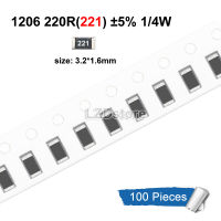 100pcs 1206-220R 1206 ตัวต้านทาน SMD 220 OHM ตัวต้านทานชิป 0.25W 1/4W 220R 221 ใหม่เดิม