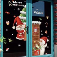 Christmas Presents Santa Claus Stickers Display Window Festive Atmosphere Decoration Stickers Chimney Snow Glass Decals