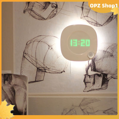 【OPZ💫นาฬิกาติดผนังเซ็นเซอร์ LED อัจฉริยะพร้อมไฟชาร์จ USB Jam Tangan Elektronik ไฟกลางคืนสำหรับบ้านห้องนอนห้องน้ำห้องครัว