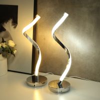 White Warm Light Living Room Reading Modern Spiral LED Table Light Acrylic Metal Bedside Decorative Lighting Lamp Night Lights