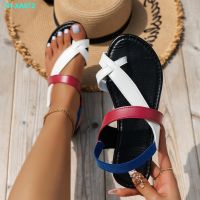 New large size womens shoes summer round toe thong flat sandals women matching casual Roman