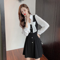 2021COIGARSAM Women One Piece Korea Dress Autumn 2021 New Bow Black Dresses Traf Robe Vestidos