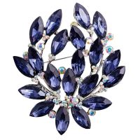 Women Blue Flower Brooch Pin Wedding Party