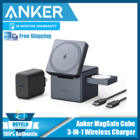 Anker ลูกบาศก์รูบิคแบบ3 In 1,ตัวดูดแม่เหล็กที่ชาร์จแบบไร้สาย MagSafe ใช้ได้กับนาฬิกาหูฟังโทรศัพท์