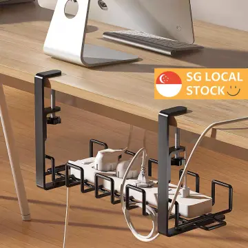 No Drill Under Desk Cable Management Tray, Desk Wire Management Cable Tray Sturdy Metal Wire Organizer Under Desk Basket for Office and Home Standing