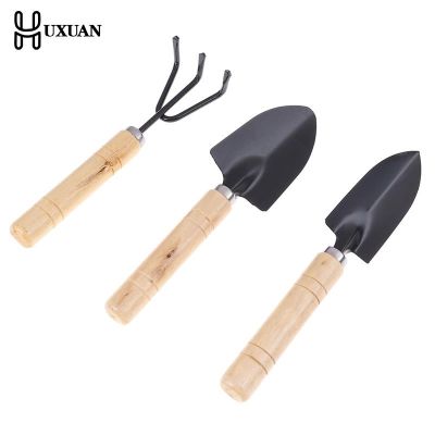 3Pcs/set Mini Garden Tool Sets Shovel Rake Spade Bonsai Tools Set Wooden Handle