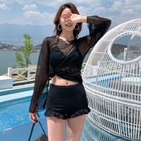 KIKI Korean Style y Back &amp; See Through Lace High Waist 3 IN 1 Swimsuit