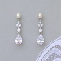 Herrlich Funkelnden Prinzessin Moissanite Zirkon Ohrringe Mode Nachahmung Perlen Braut Engagement Hochzeit Ohrringe Geschenk Schmuck