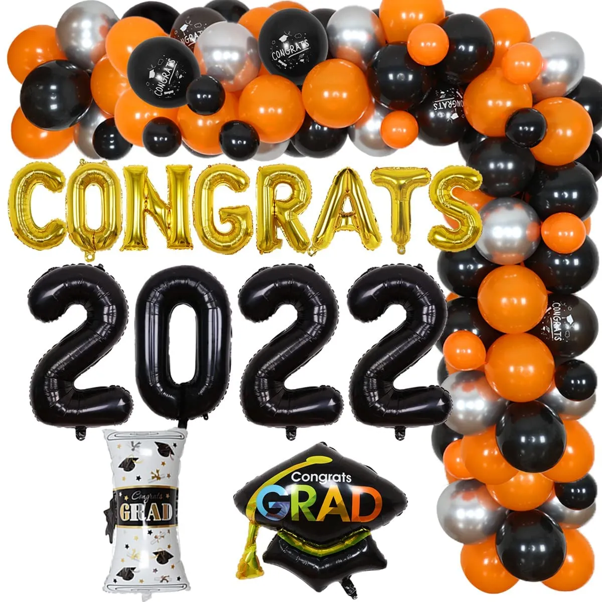Fangleland 2022 Graduation Decorations Orange And Black Balloon Garland Kit  Congrats 2022 Banner Hat And Certificate Foil Balloon For Graduation Party  Supplies | Lazada