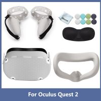 ชุดฝาครอบป้องกันสำหรับโครงครอบตัวควบคุมสัมผัส Oculus Quest 2 VR เคสพร้อมสายคาดอุปกรณ์เสริมที่จับสำหรับ Oculus Quest 2