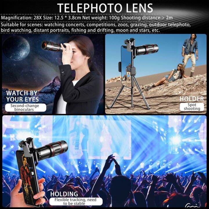 tongdaytech-hd-4k-28x-กล้องทรรศน์เลนส์ซูมศัพท์กล้อง-fish-eye-marco-lentes-พร้อมขาตั้งกล้องสำหรับ-samsung-xiaomi-smarphone