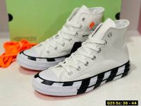 รองเท้าOFF-WHITE X คอนเวิร์ส Chuck Taylor SIZE.36-40 *white* (พร้อมกล่อง) รองเท้าผ้าใบ รองเท้าผู้หญิง รองเท้าแฟชั่น รองเท้าหุ้มข้อ