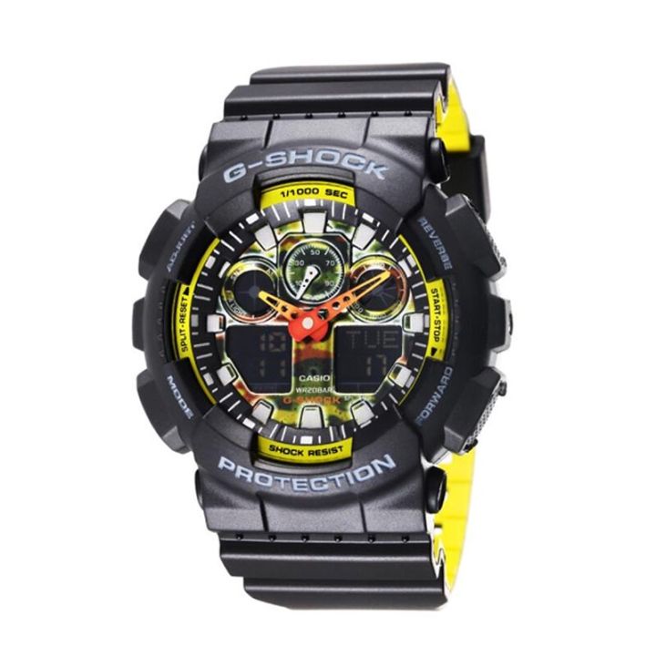 casio-g-shock-ga-100-นาฬิกาข้อมือแฟชั่น-ใส่ได้ทั้งชายและหญิง-สีเหลือง