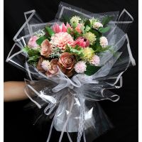 20pcs 58cm Clear Flowers Wrapping Paper with Edge Line Bouquet Gift Pack Material Handmade Wrapping Paper Color Edag Border Line