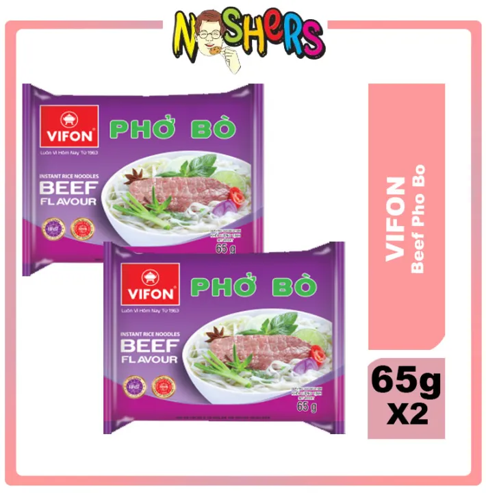 Noshers Vifon Instant Rice Noodles Beef Flavour Noodles Soup Pho Bo 65g