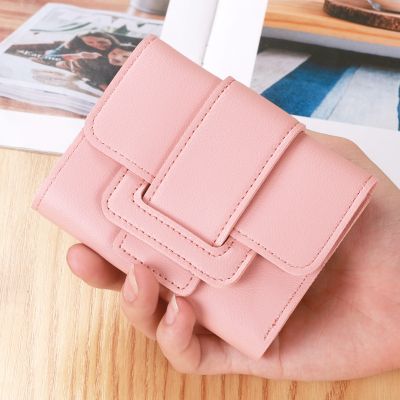 Women PU leather Korean Style Solid Wallets Female Coin Purses Clutch Students short Wallets Holder